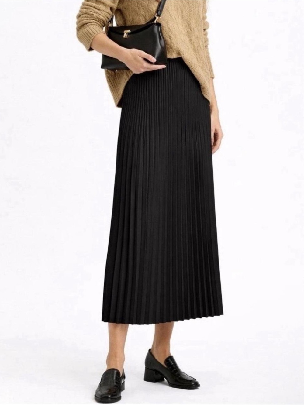 🆕 Eileen Fisher Black Pleated Maxi Skirt - Petite Large